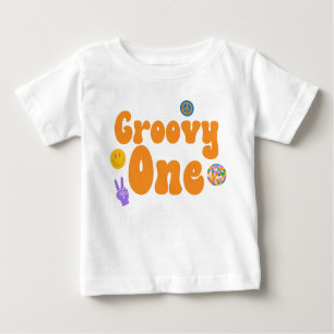 Camiseta Groovy One Retro 70's Orange primeiro aniversario