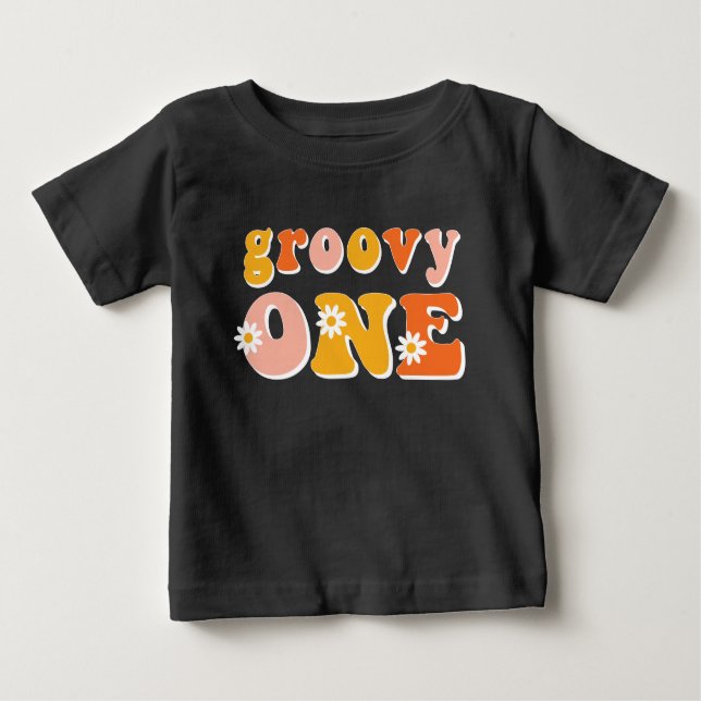 Camiseta Groovy One Retro First Birthday Shirt (Frente)