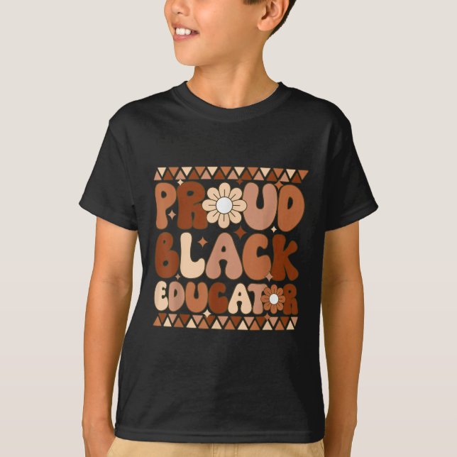 Camiseta Groovy Orgulhento Educador Negro Africano American (Frente)