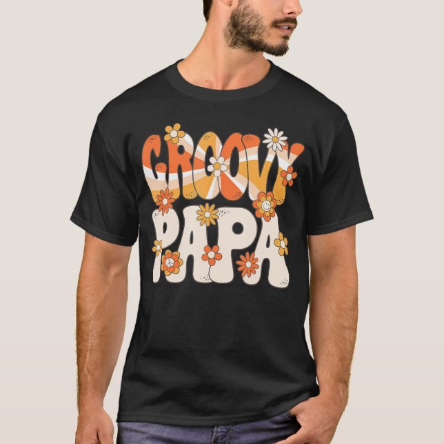 Camiseta Groovy Papa 70S Homens do Partido Tema Hippie 70S (Frente)