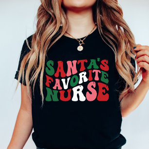 Camiseta Groovy Papais noeis favoritos Enfermeira Natal Pre