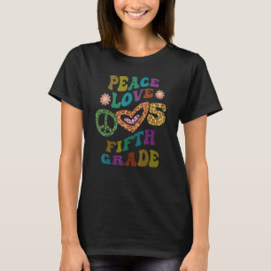Camiseta Groovy PAZ AMOR QUINTO ANO Estampa de leopardo 5ª 