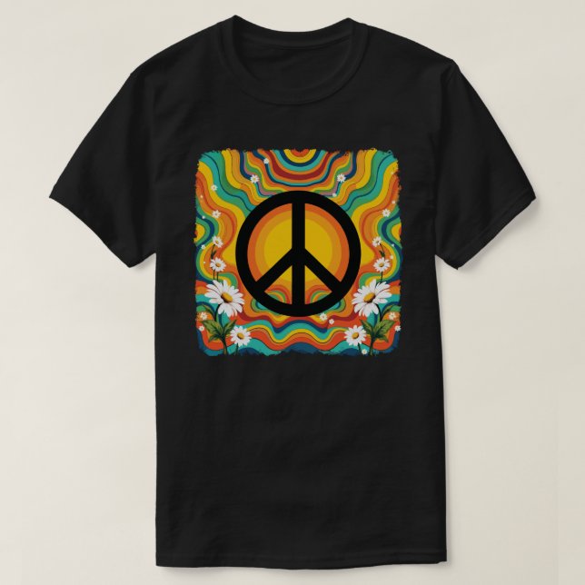 Camiseta Groovy Peace Retro Vibes (Frente do Design)