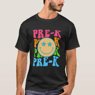 Camiseta Groovy Pre-K Vibes Enfrenta Professores Retro Cria