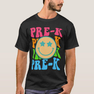 Camiseta Groovy Pre-K Vibes Enfrenta Professores Retro Cria