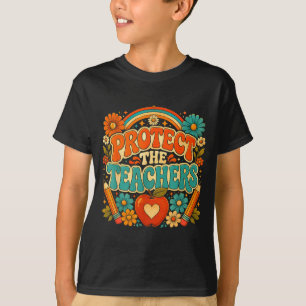 Camiseta Groovy proteger os professores educador retrô