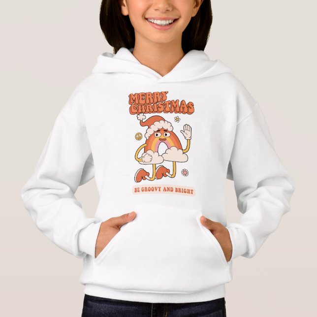 Camiseta Groovy Rainbow Christmas - Seja brilhante e Feliz (Frente)