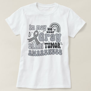 Camiseta Groovy Rainbow Em Maio Vestimos O Tumor Do Cérebro