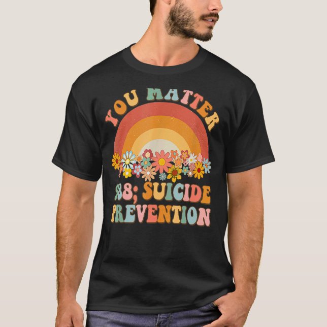 Camiseta Groovy Rainbow Você Importa 988 Prevenção Suicida  (Frente)