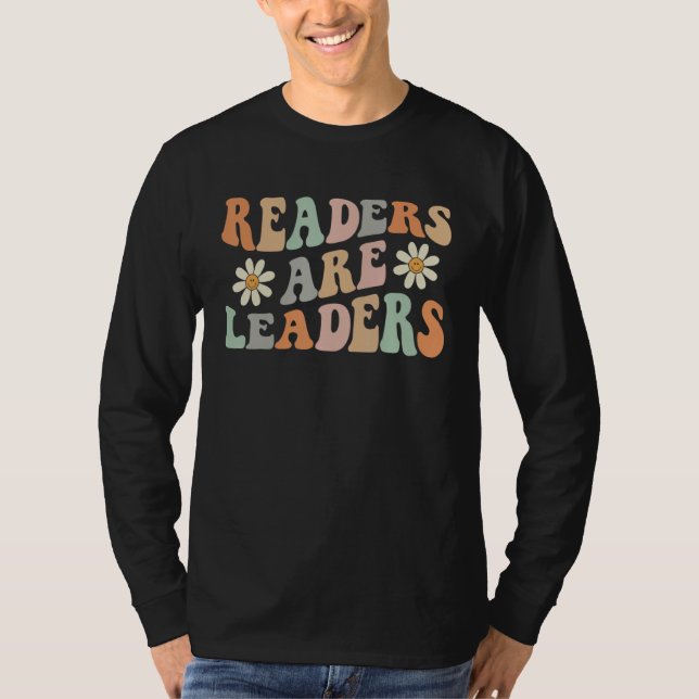 Camiseta Groovy Readers Are Leaders Teacher Student Book  S (Frente)