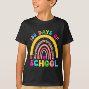 Camiseta Groovy Retro100 Dias De Arco-Íris Escolar 100 Dias