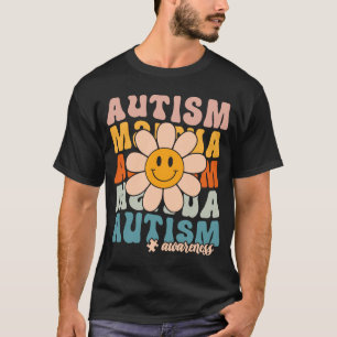 Camiseta Groovy Retro Autismo Sensibilização Mês Quebra-cab