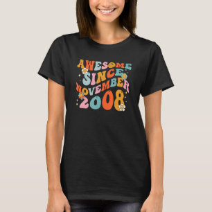 Camiseta Groovy Retro Awesome Since 2008 14 Years Old 14th