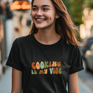 Camiseta Groovy Retro Cozinhar É Minha Tela, Chef Foodie Co