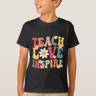 Camiseta Groovy Retro Ensine Amor Inspire Byck Para Escola 