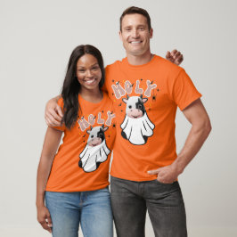 Camiseta Groovy Retro Halloween "Santa Vaca"