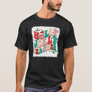 Camiseta Groovy Retro Holly Xmas Jolly Professora Natal Vi