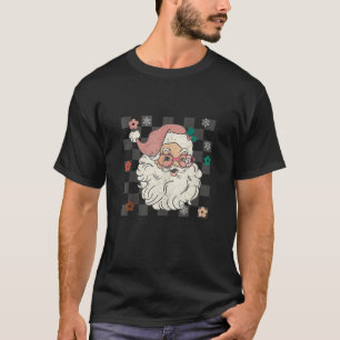 Camiseta Groovy Retro Papai Noel Árvore de Natal