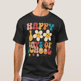 Camiseta Groovy Retro School Teacher Student Happy 100 Dias