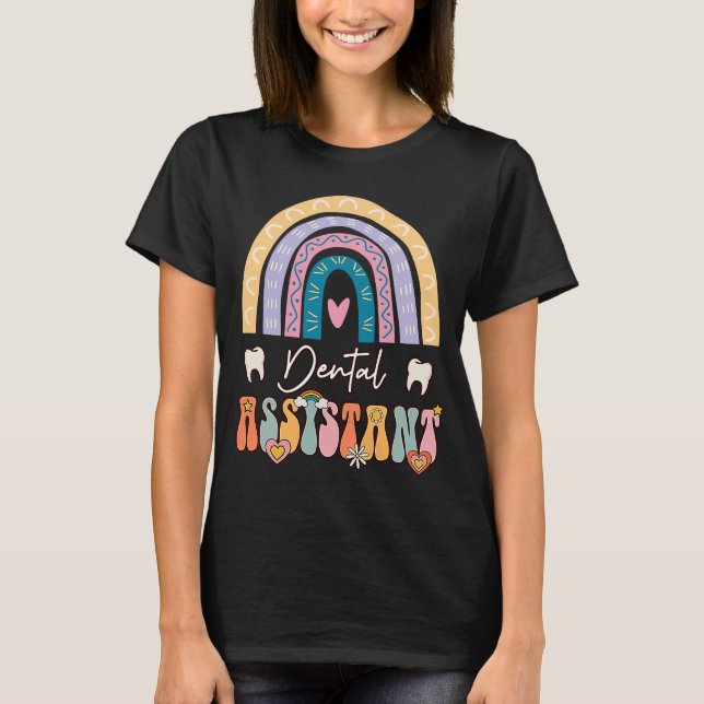 Camiseta Groovy Retro Vintage Rainbow Cute (Frente)