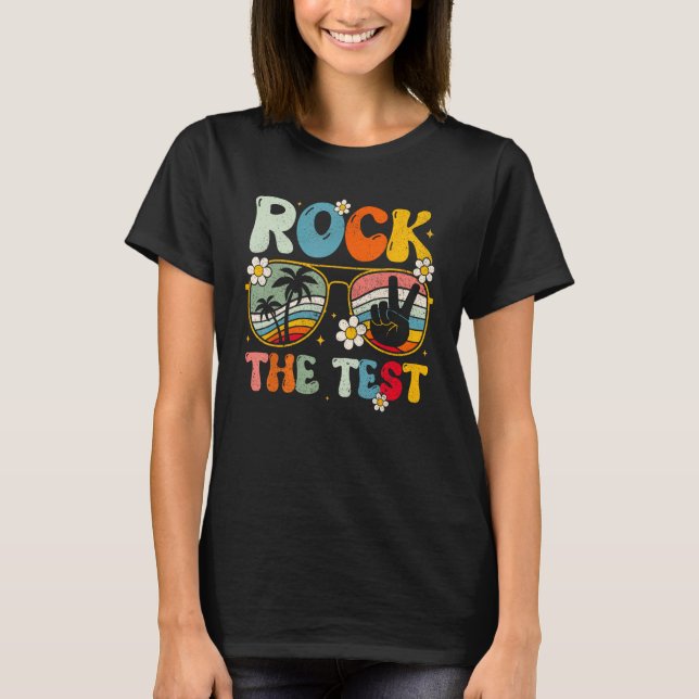 Camiseta Groovy Rock The Test Motivational Retro Teachers T (Frente)