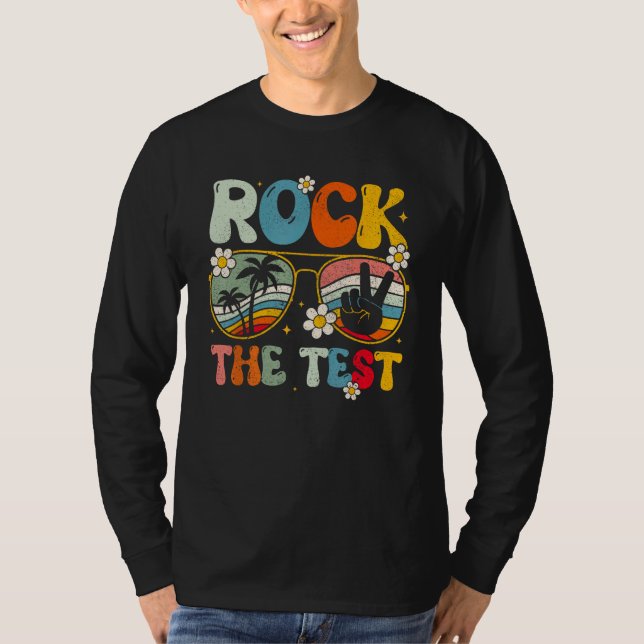 Camiseta Groovy Rock The Test Motivational Retro Teachers T (Frente)