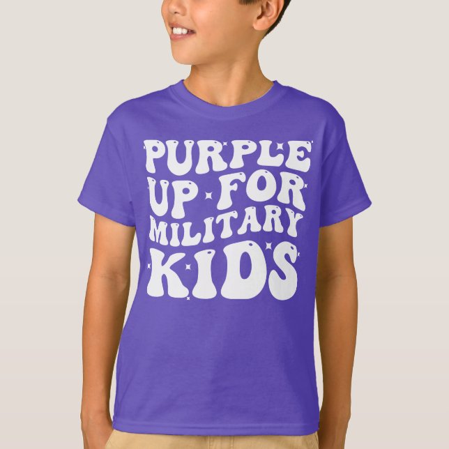 Camiseta Groovy Roxo Para Crianças Militares (Frente)
