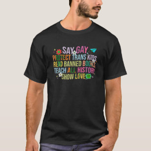 Camiseta Groovy Say Gay Protect Kids Trans Leitura Livro Ba