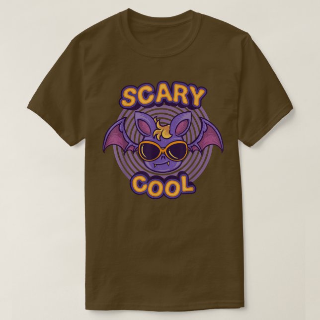 Camiseta Groovy Scary Cool Vibes Funny Bat With Sunglasses  (Frente do Design)