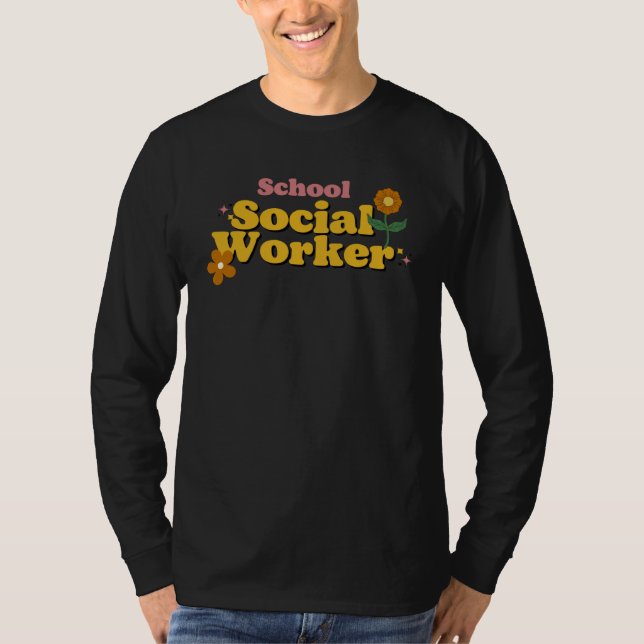 Camiseta Groovy School Social Worker Coping Skills Back To  (Frente)