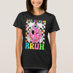 Camiseta Groovy seis sete mano dia de Páscoa 6 7 meme coelh