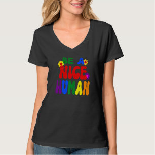 Camiseta Groovy Seja Uma Boa Pessoa Arco-Íris Inspirador