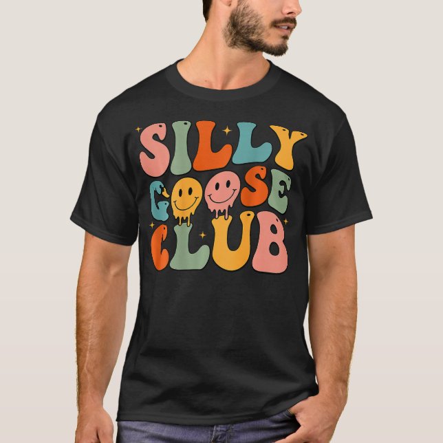Camiseta Groovy Silly Goose Club 2 Sided Funny Animal Mens  (Frente)