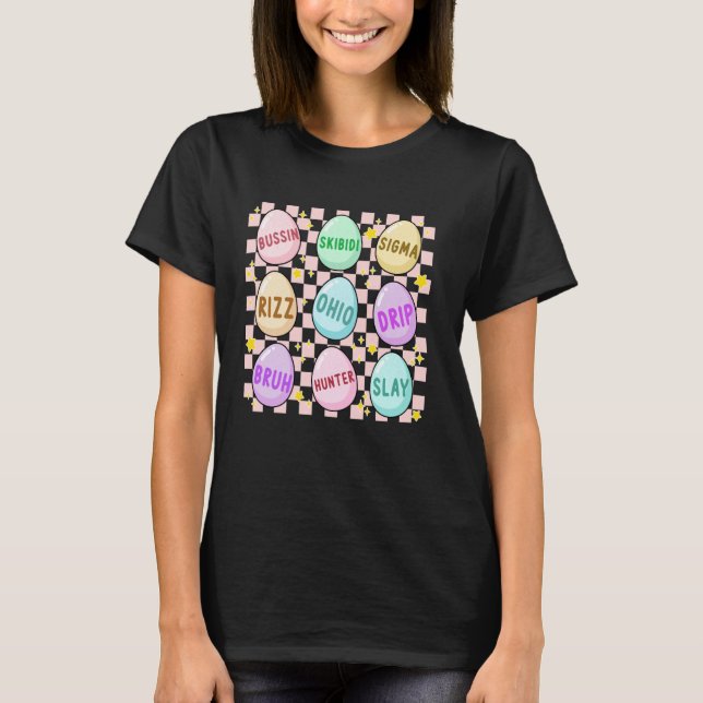 Camiseta Groovy Skibidi Easter Egg Funny Rizz Meme Easter H (Frente)