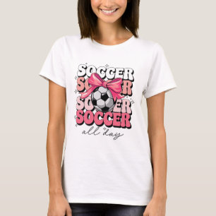 Camiseta Groovy Soccer Coquette Laço Meninas Mulheres Futeb