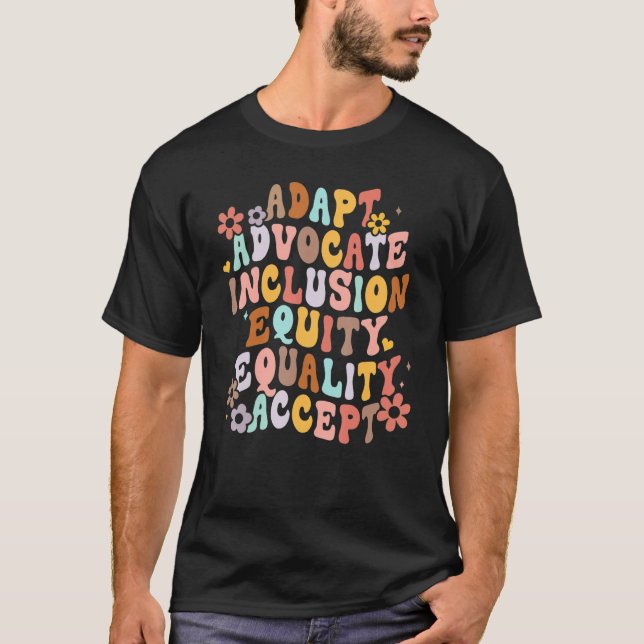 Camiseta Groovy Special Education Teacher Adapt Advocate Sp (Frente)