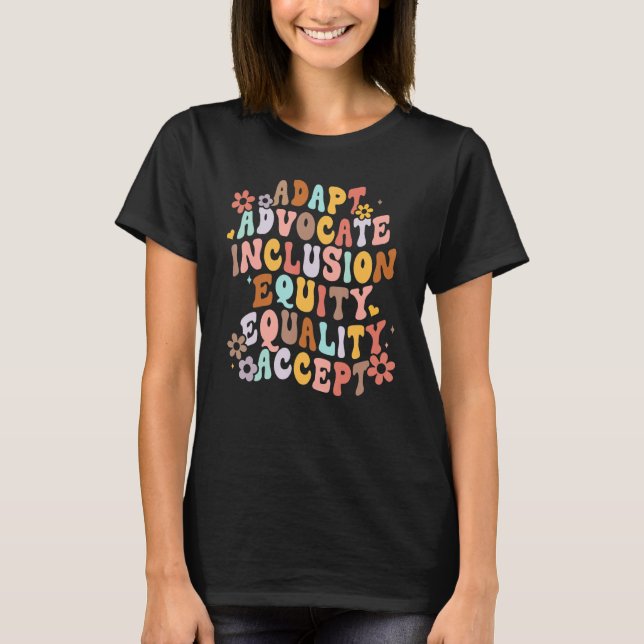 Camiseta Groovy Special Education Teacher Adapt Advocate Sp (Frente)