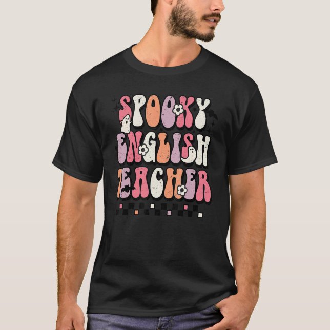 Camiseta Groovy Spooky Professor de Inglês Professor de Hal (Frente)