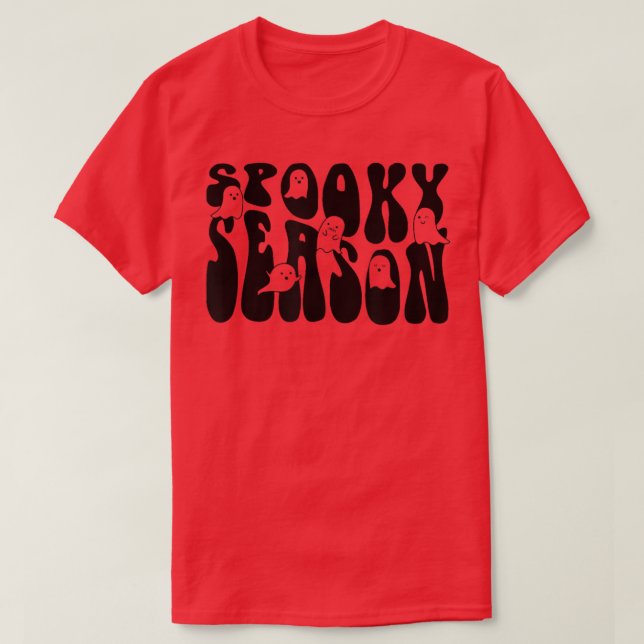 Camiseta Groovy Spooky Season Boo Ghost Spooky Vibes Hallow (Frente do Design)