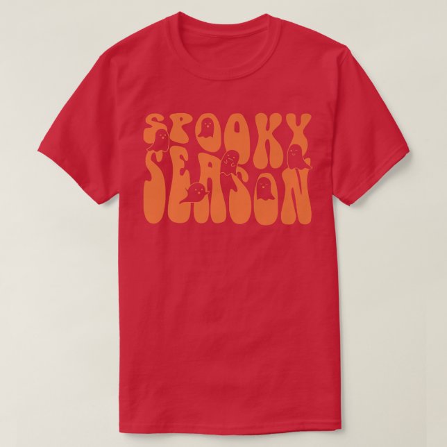 Camiseta Groovy Spooky Season Boo Ghost Spooky Vibes Hallow (Frente do Design)