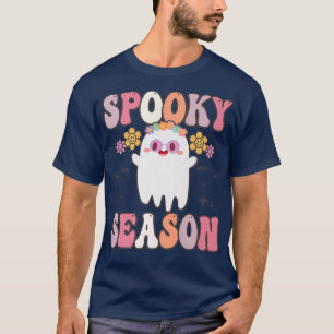 Camiseta Groovy Spooky Season Vintage Floral Ghost Hippie H