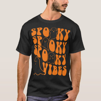 Camiseta Groovy Spooky Vibes Boo Ghost Spooky Season Hallow