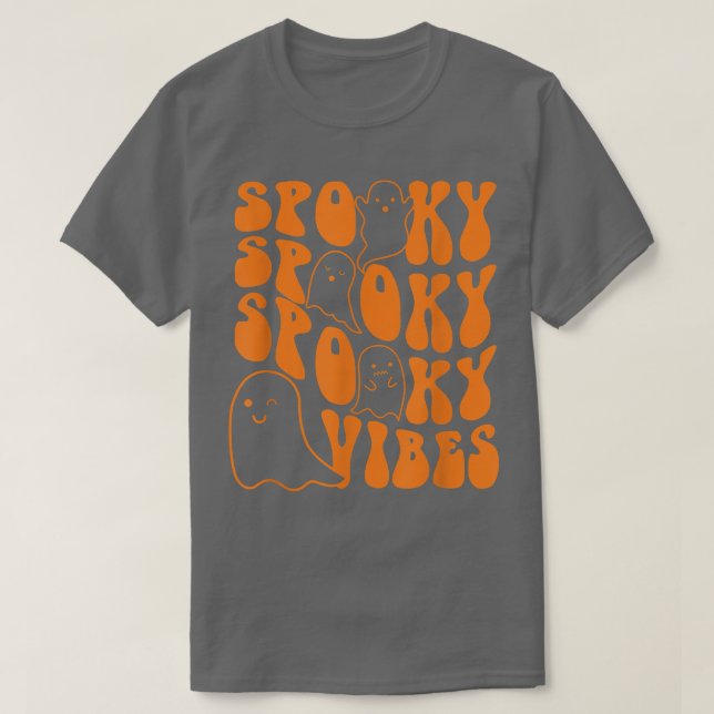 Camiseta Groovy Spooky Vibes Boo Ghost Spooky Season Hallow (Frente do Design)