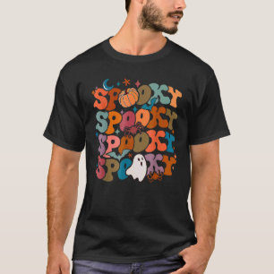 Camiseta Groovy Spooky Vibes Vintage Fantasma Floral Hippie