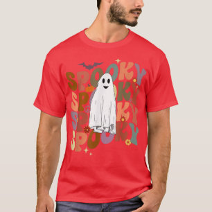 Camiseta Groovy Spooky Vibes Vintage Fantasma Floral Hippie
