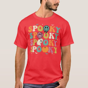 Camiseta Groovy Spooky Vibes Vintage Fantasma Floral Hippie