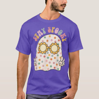 Camiseta Groovy Stay Spooky Cute Ghost Floral Glasses Funny