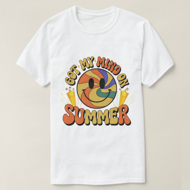 Camiseta Groovy Summer Vibes Smiley Tee (Frente do Design)