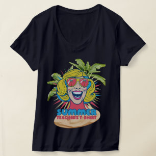 Camiseta Groovy Summer Vibes Smiley Tee para Professores