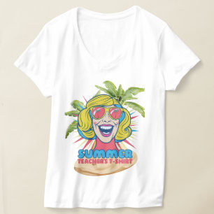 Camiseta Groovy Summer Vibes Smiley Tee para Professores